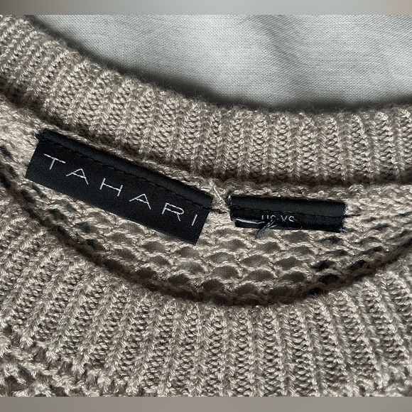 Tahari Crochet Knit Mesh Net High-Neck Maxi Cover Dress in Nude/Beige size XS - Picture 8 of 8